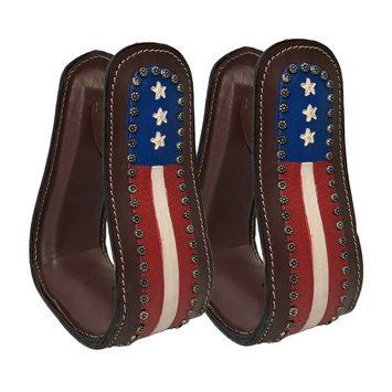 Tahoe Tack Patriotic American Flag Leather Adult Western Stirrups