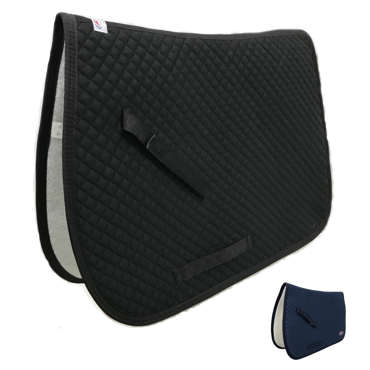 Black Derby Originals All Purpose Diamond Quilted English Saddle Pad with Full Fleece Lining