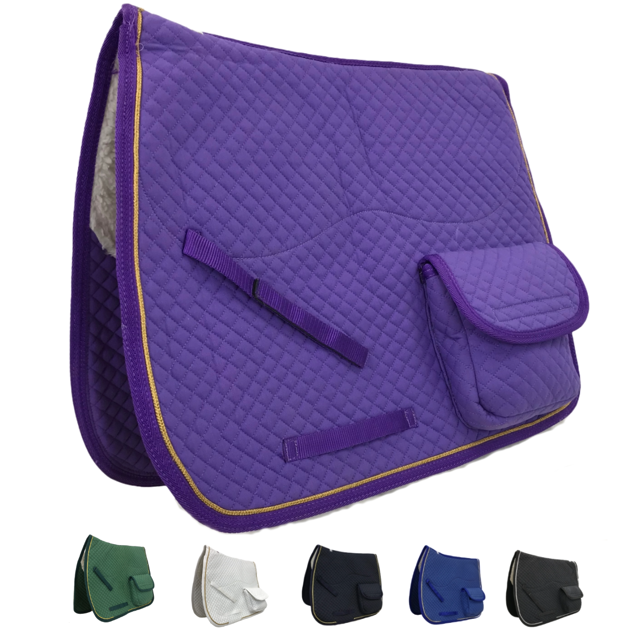 Derby Originals Dressage / Australian Saddle Pad with Pockets and Half Fleece Lining Purple Colors
