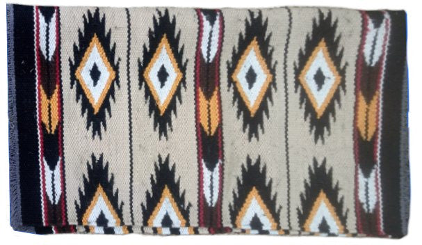 Heavy Duty Contour Fit Ancient Navajo NZ Wool Western Saddle Pad with Memory Wool Blend Felt Core 3/4" Lining 34" X 38" By Tahoe Tack