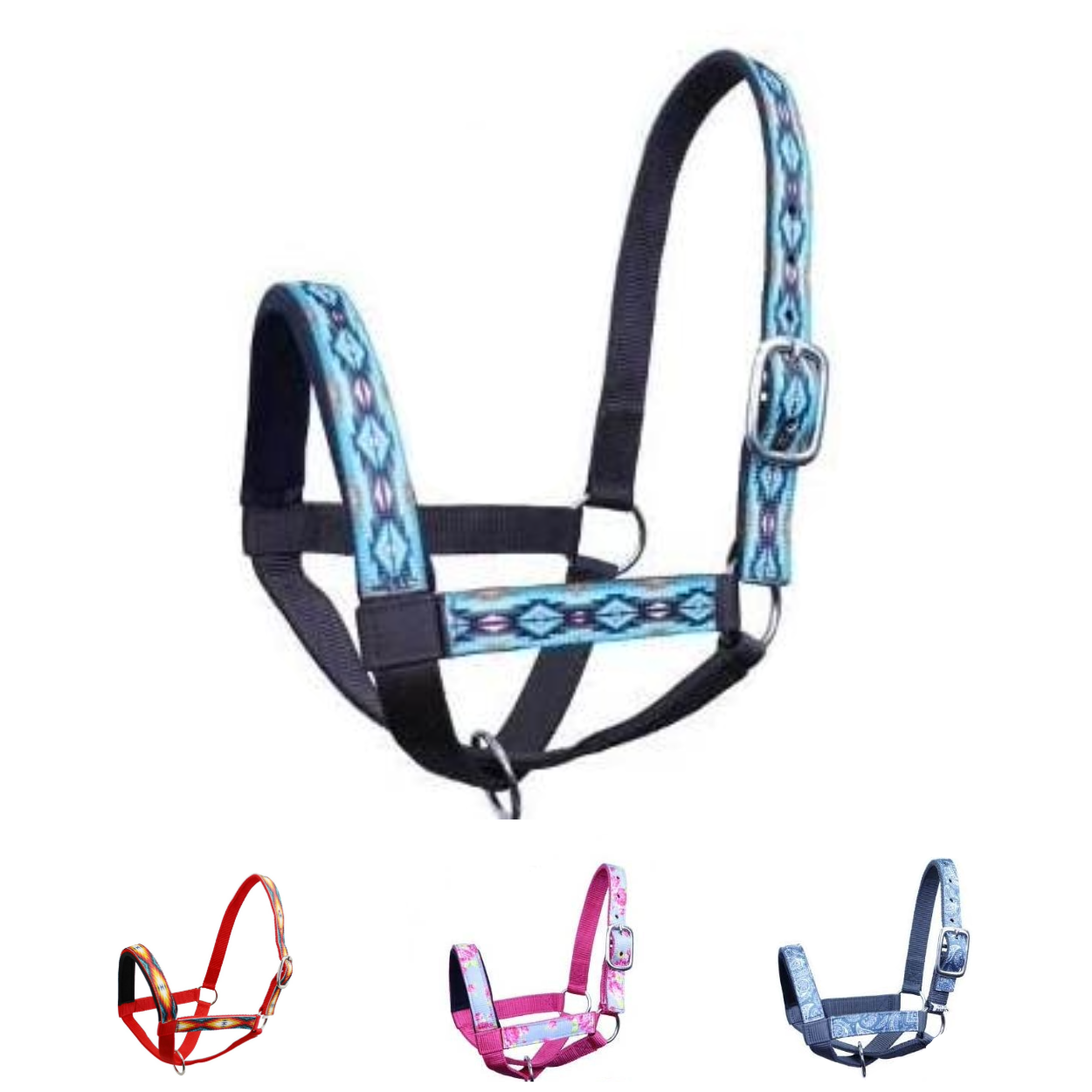 Tahoe Tack Nylon Overlay Llama Halter with Padded Noseband all color overview