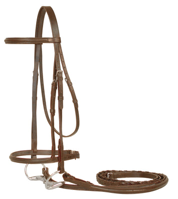 Derby Originals Everyday Raised Leather English Schooling Bridle with Laced Reins