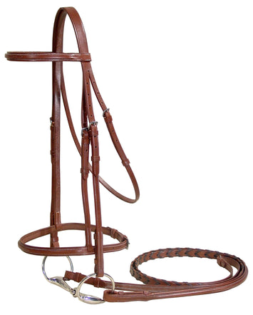 Paris Tack Square Raised Fancy Stitched Bridle with Laced Reins