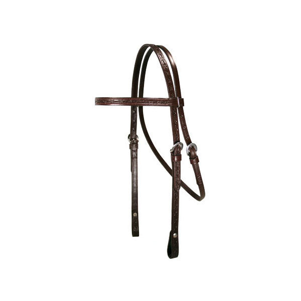 Western Hand Tooled Browband Headstall with Matching Split Reins