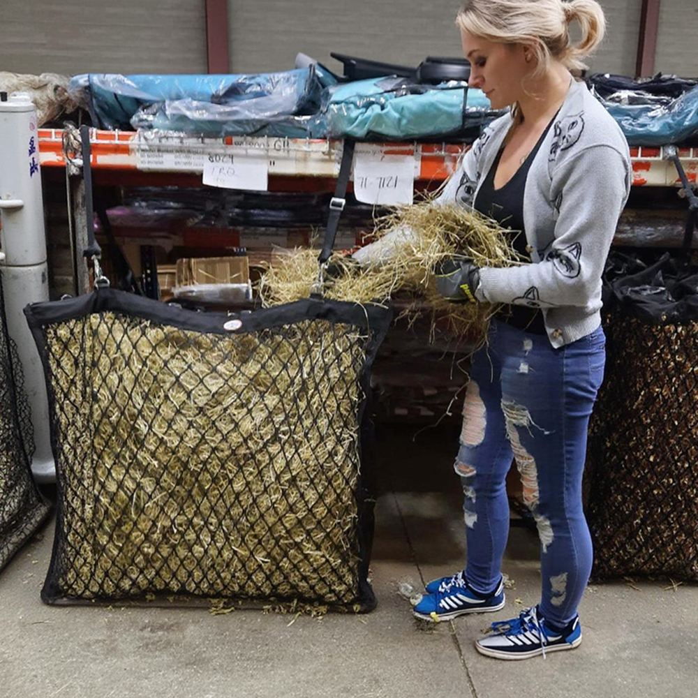 Derby Originals Paris Tack XL Knotless Slow Feed Hay Net – Double-Sided Design with 1000D Mesh Sides, Soft on Muzzles, Holds 6 Flakes