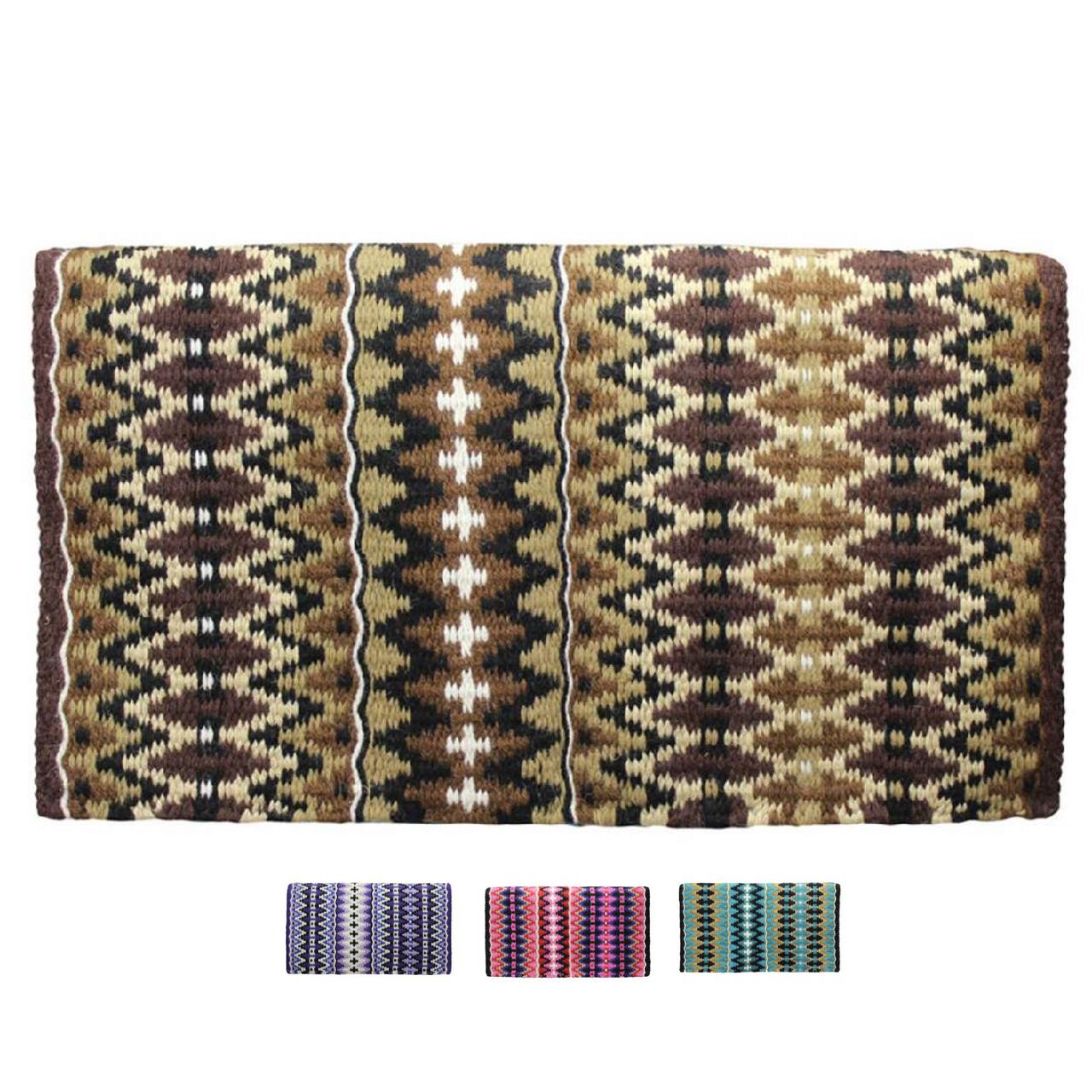 Tahoe Tack Reya Western Show Saddle Blanket – Handwoven 100% New Zealand Wool, Oversized 34" x 38", Heavyweight 5+ lbs, Vibrant Design, Ideal for Layering at Shows, Parades & Rodeos