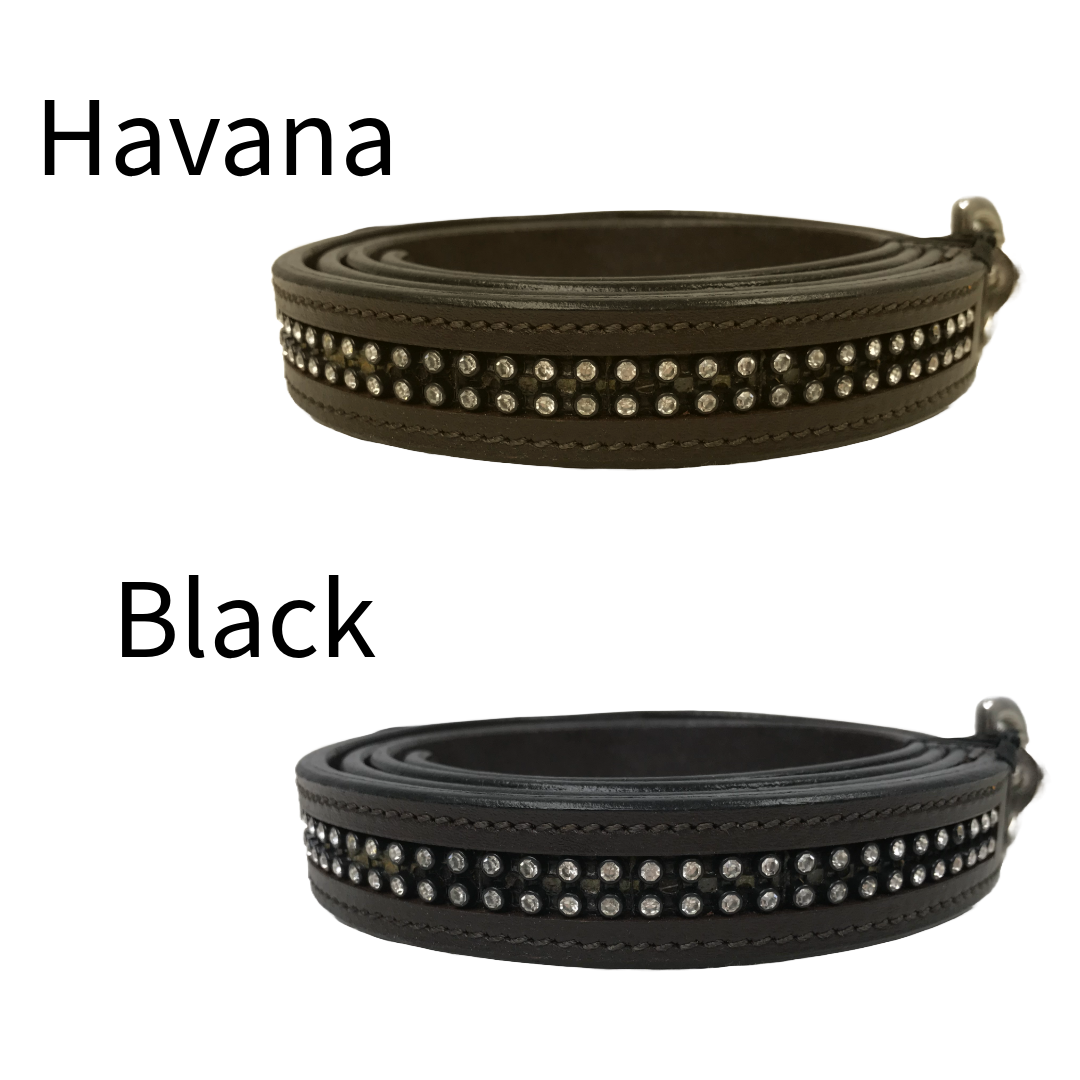 Derby Originals Multipurpose Crystal Inlay Leather Lead for Cattle, Horse or Dog with Chain and Swivel Snap both color