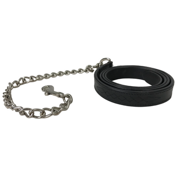 Derby Originals Fancy Stitch Black Leather Lead with Chain and Swivel Snap