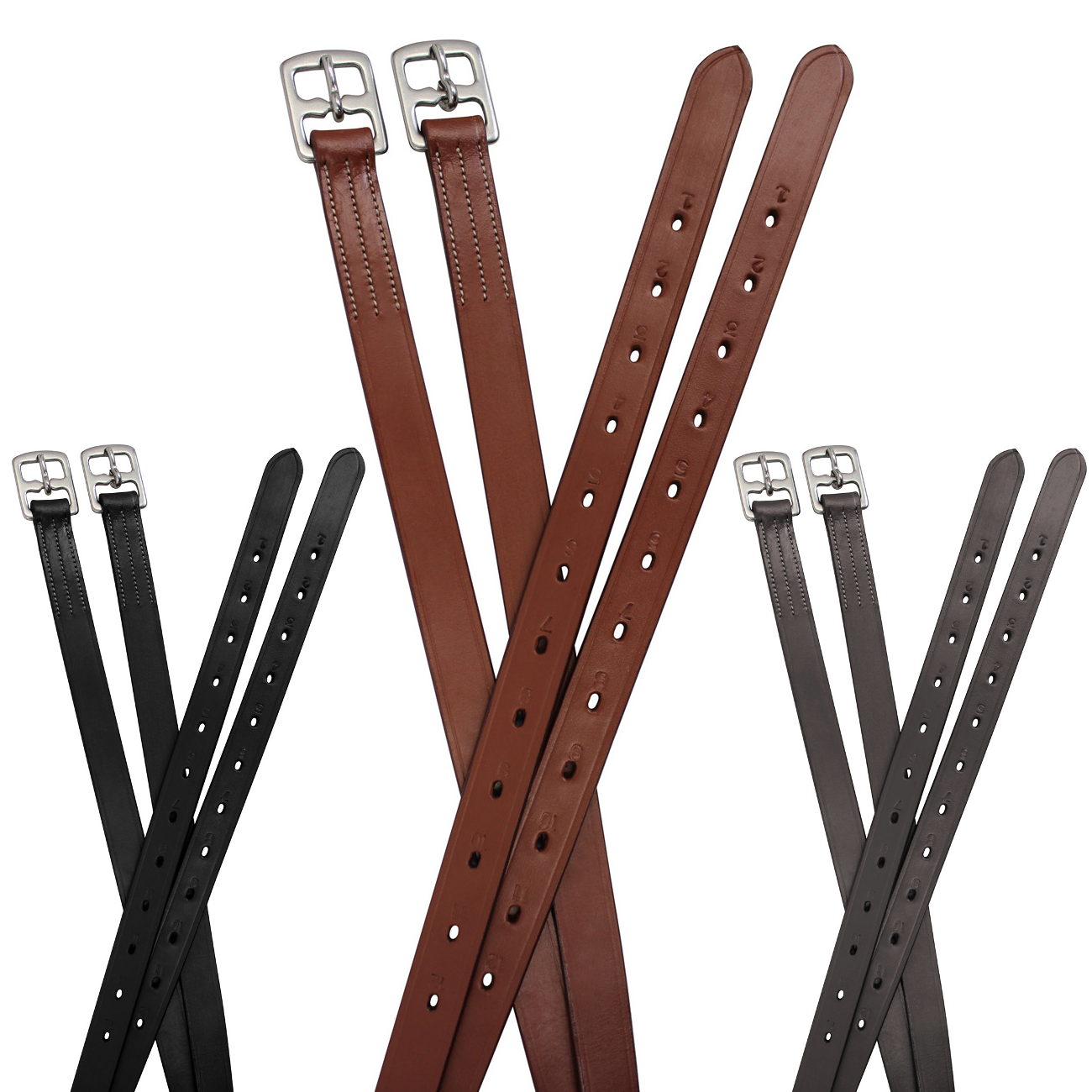 Paris Tack's Soft Leather Stirrup Leathers with Stainless Steel Hardware. Perfect for daily use, these 1" wide leathers come with a one-year warranty.-Pair Multiple color