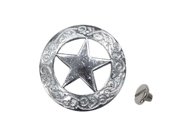 Flat Silver Star Conchos with Screw Back - Lot of 4 - Tack Wholesale