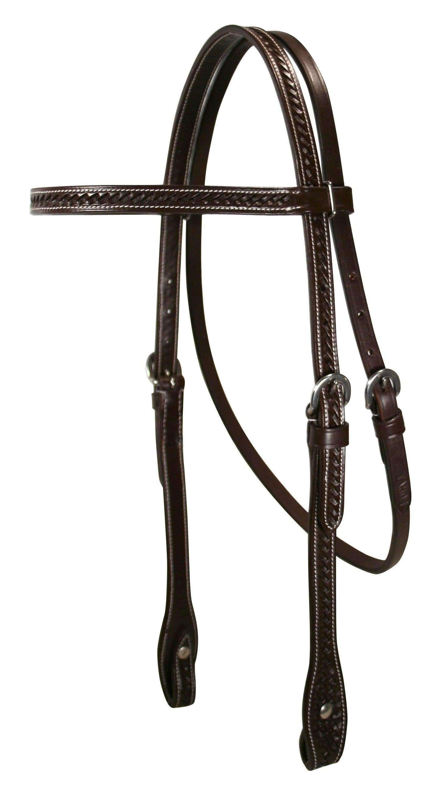 Tahoe Tack Basket Weave Browband Headstall USA Leather Brown