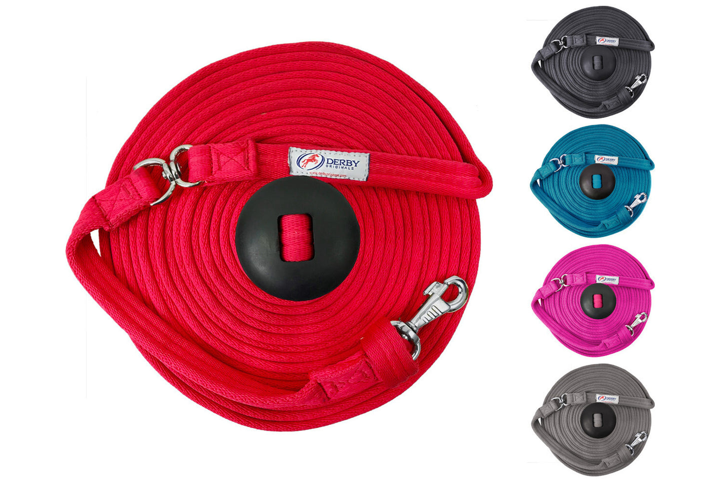 Cotton Swivel Lunge Lines with Rubber Stopper Red
