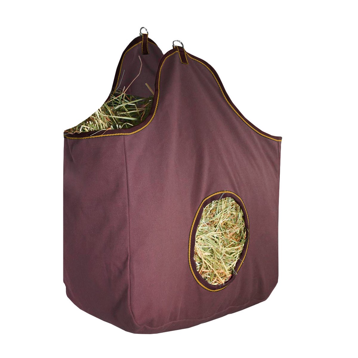 Double sided ripstop hay bag for enhanced durability and feeding