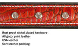Derby Dog Designer Series USA Leather Padded Alligator With Crystals Dog Collar - Tack Wholesale