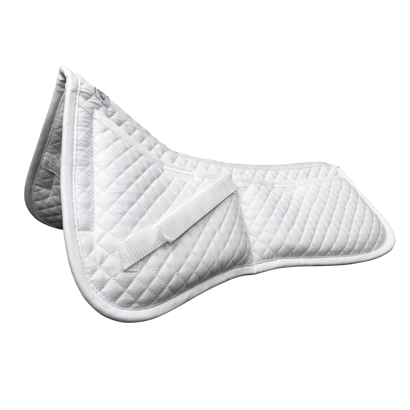 White English Half Saddle Pad with Therapeutic Removable Support Memory Foam Pockets for all Disciplines