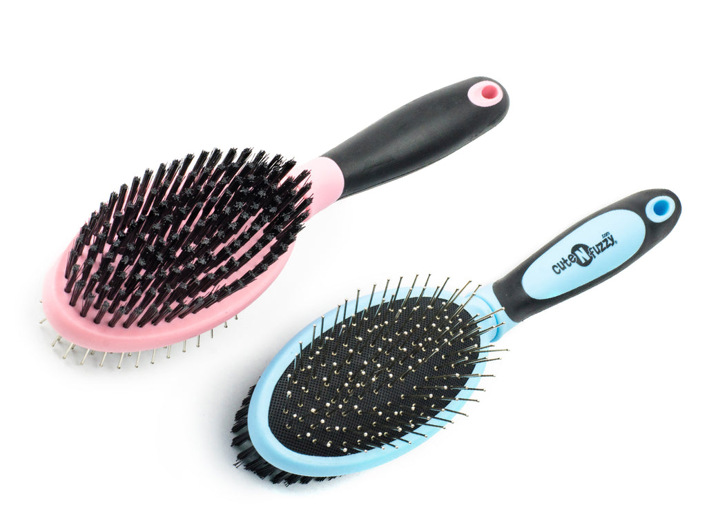 CuteNfuzzy Double Sided Pet Grooming Brush for Dogs and Cats Tack