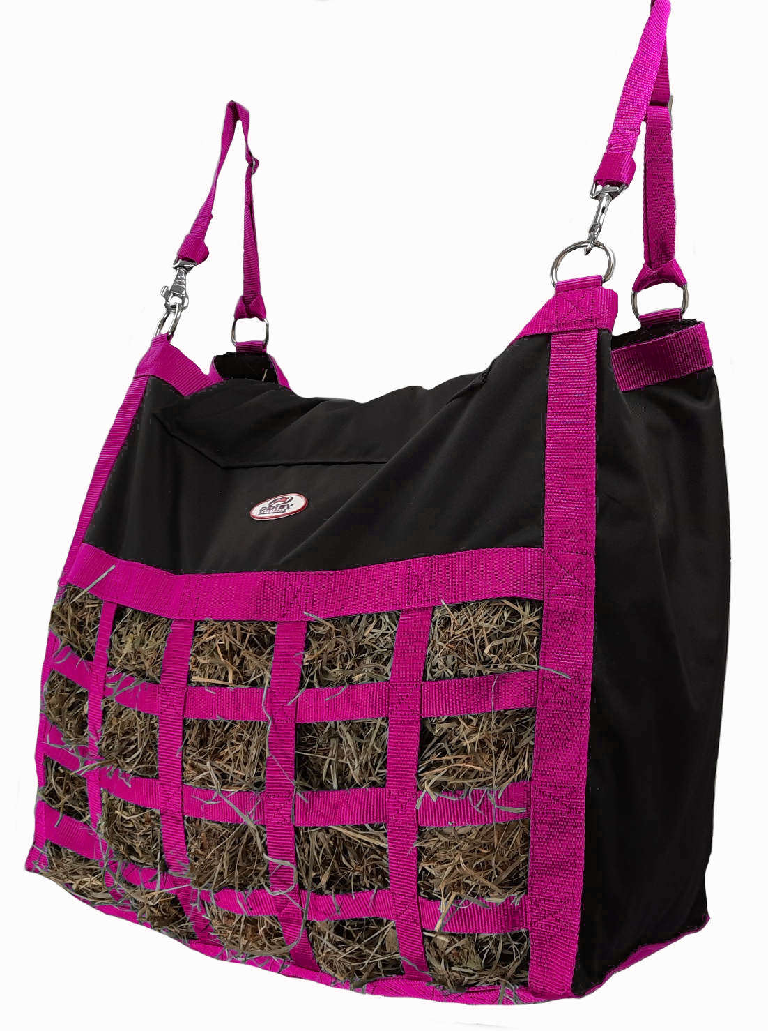 Efficient top load hay bag for horses
