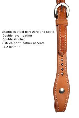 Tahoe Born to Run Ostrich Print Browband Headstall Mini USA Leather Tack Wholesale