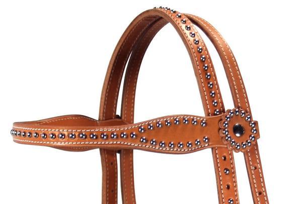 Tahoe Tack High Country Show Spotted Browband Headstall Brown