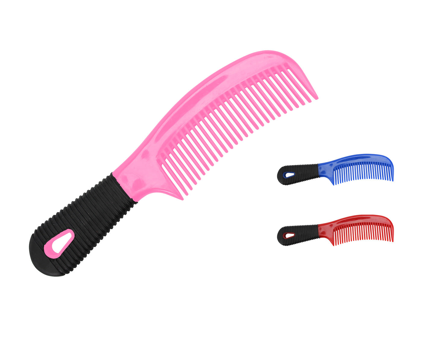 Three-Color Tahoe Tack Grooming Comb - Soft Grip Mane and Tail Brush for Horses