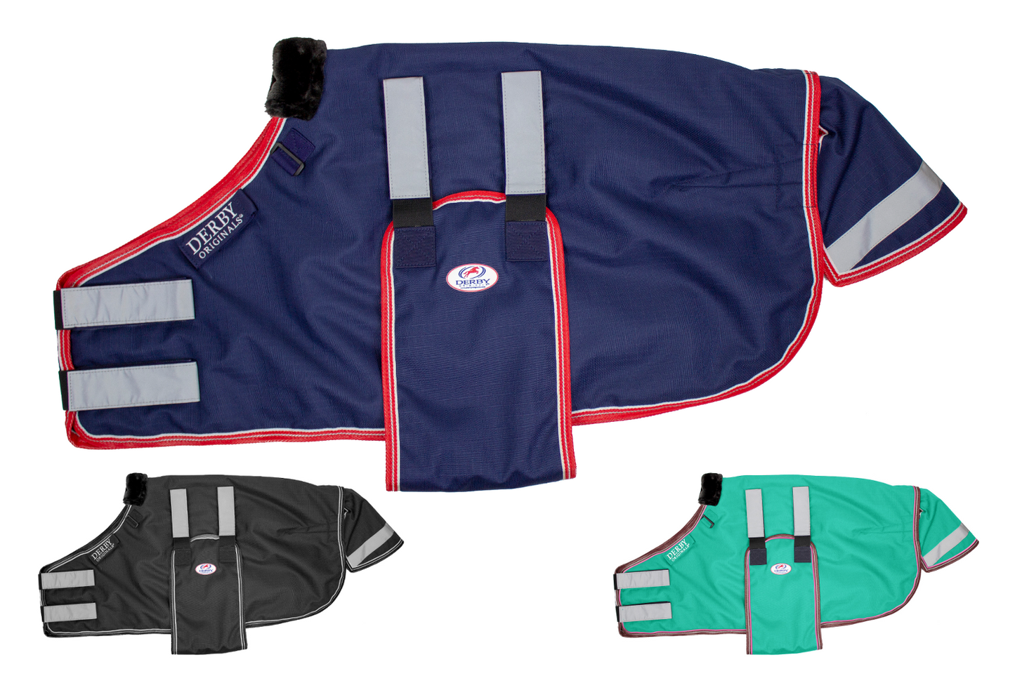 Derby Originals Reflective Safety No Hardware Foal & Mini Horse Winter Turnout Blanket 1200D Medium Weight 150g