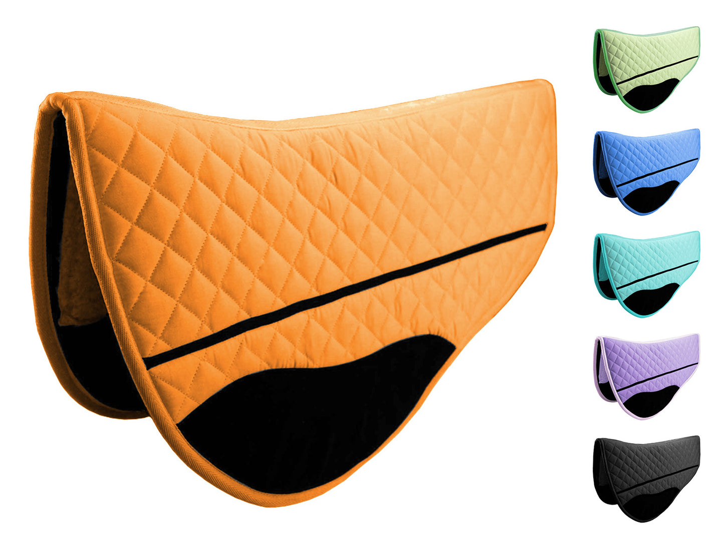 Tahoe_Double_Back_Fleece_Padded_Contoured_Western_Barrel_Saddle_Pad_Orange-Set