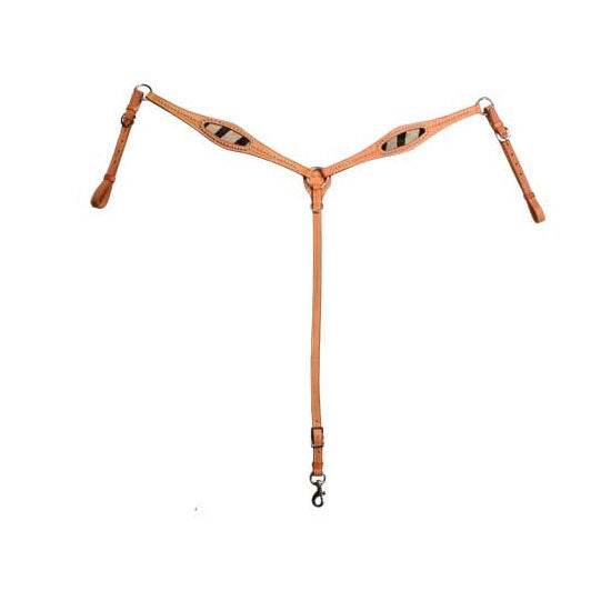 Zebra Print Hair-On Cowhide Inlay Western Breast Collar