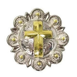 Shiny Silver and Gold Cross Conchos with Screw Back 1" or 1.25"