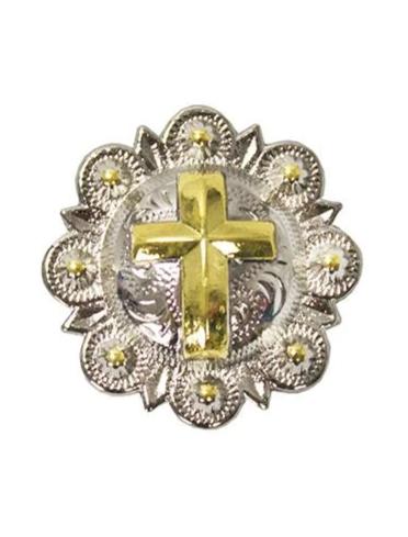 Tahoe Tacks Gold Cross Silver Conchco 1-1/4" with Screw Back for Western Tack at Wholesale Price