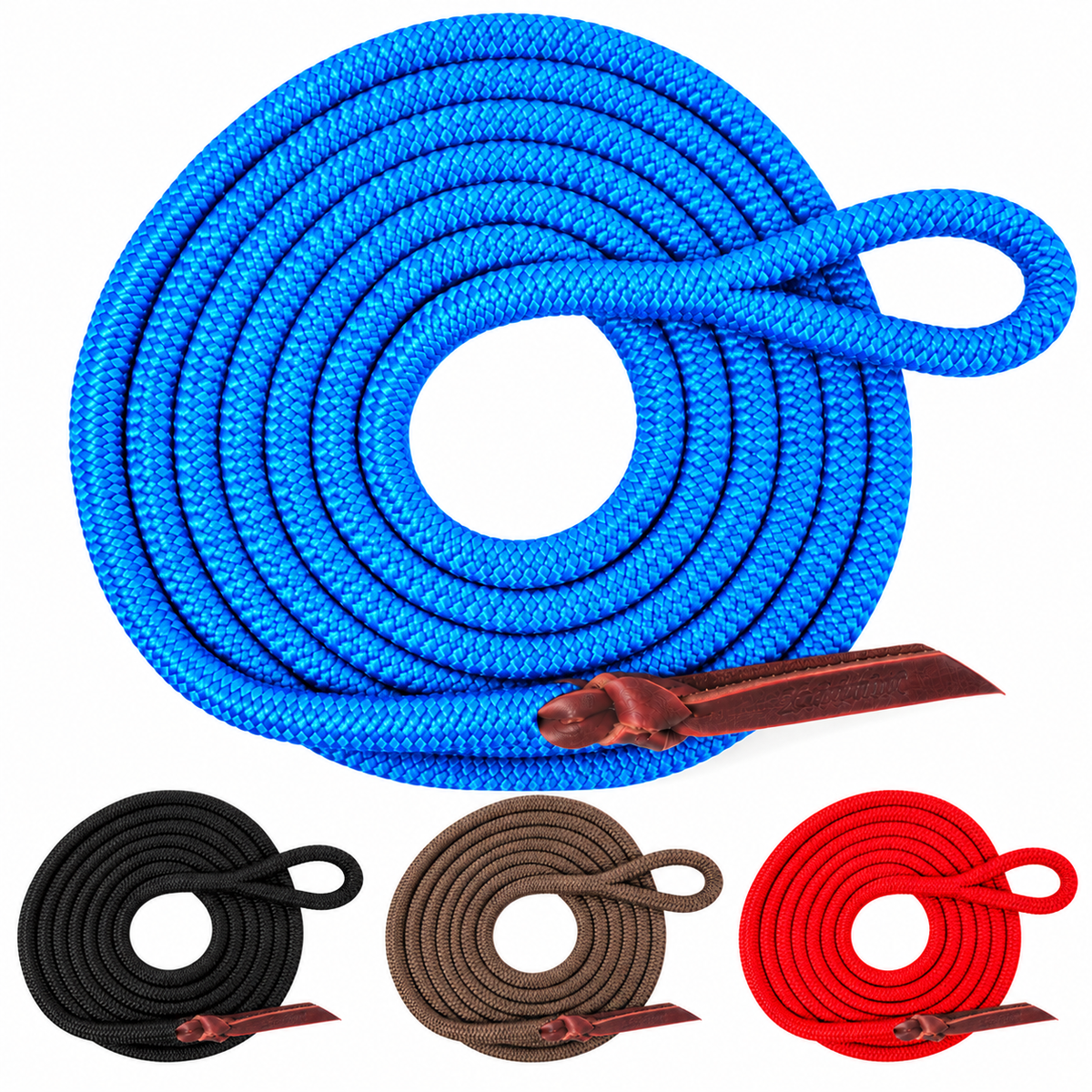 Tahoe Tack Heavy Duty 10 Ft Double Braided Horse Lead Rope – Soft Grip with 4" Loop & Leather Popper – 1-Year Warranty