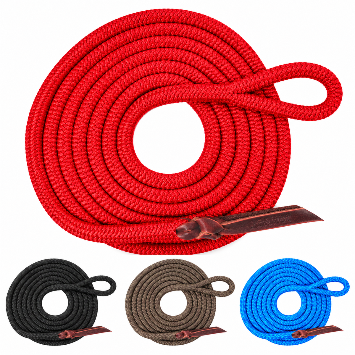 Tahoe Tack Heavy Duty 10 Ft Double Braided Horse Lead Rope – Soft Grip with 4" Loop & Leather Popper – 1-Year Warranty