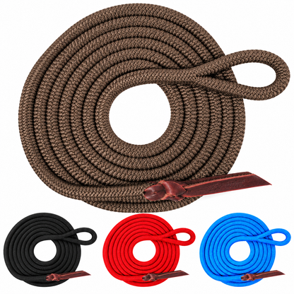 Tahoe Tack Heavy Duty 10 Ft Double Braided Horse Lead Rope – Soft Grip with 4" Loop & Leather Popper – 1-Year Warranty