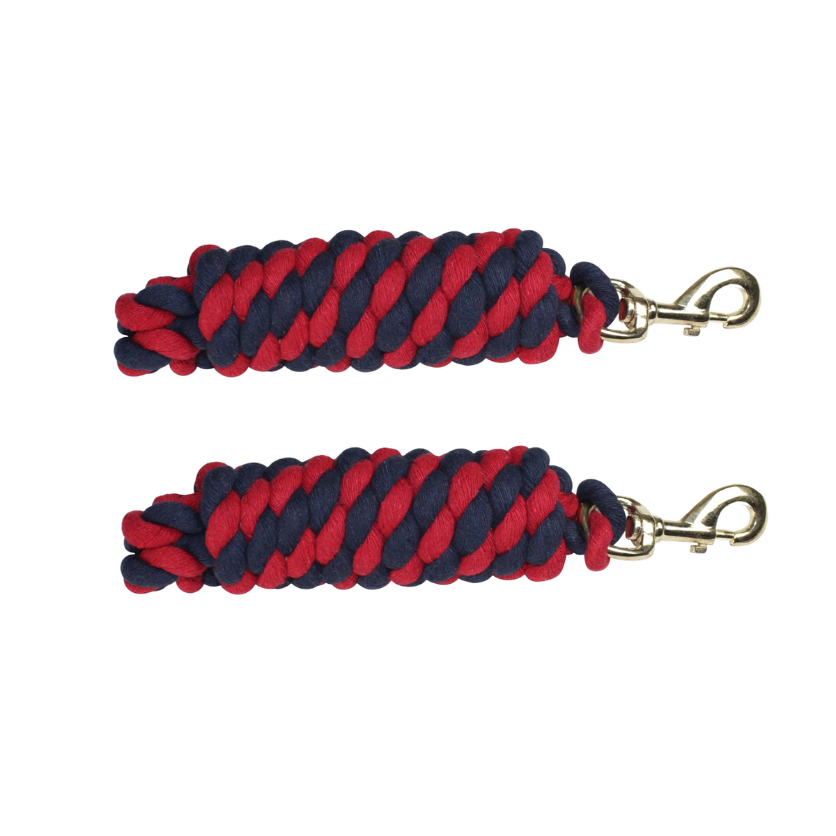 Derby Originals Lot of 2 Striped Multicolor 10’ Cotton Lead Ropes  with Rust Proof Brass Snaps