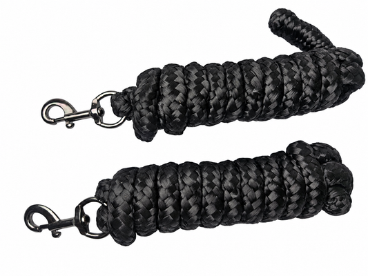 Derby Originals Super Soft 1" x 10 Ft Horse Lead Ropes – Set of 2 with Blackout Metal Snaps