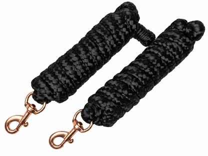 Derby Originals Super Soft 1" x 10 Ft Horse Lead Ropes – Set of 2 with Desert Rose Metal Snaps