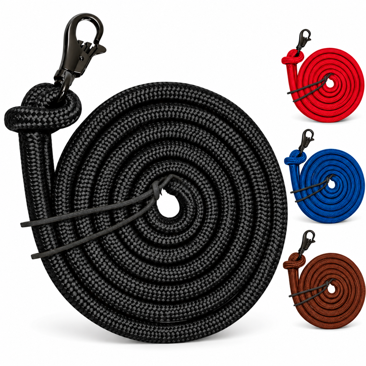 Tahoe Tack Heavy Duty Horse Training Lead Ropes – Set of 2, 10 Ft with Removable Trigger Snaps & Leather Poppers – 1-Year Warranty