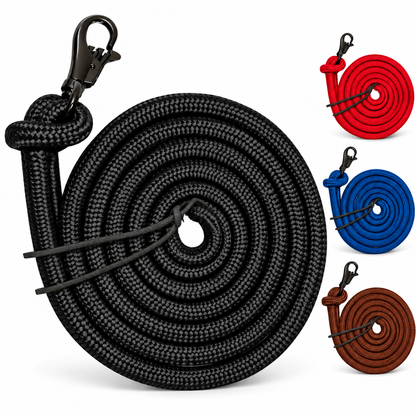 Tahoe Tack Heavy Duty Horse Training Lead Ropes – Set of 2, 10 Ft with Removable Trigger Snaps & Leather Poppers – 1-Year Warranty