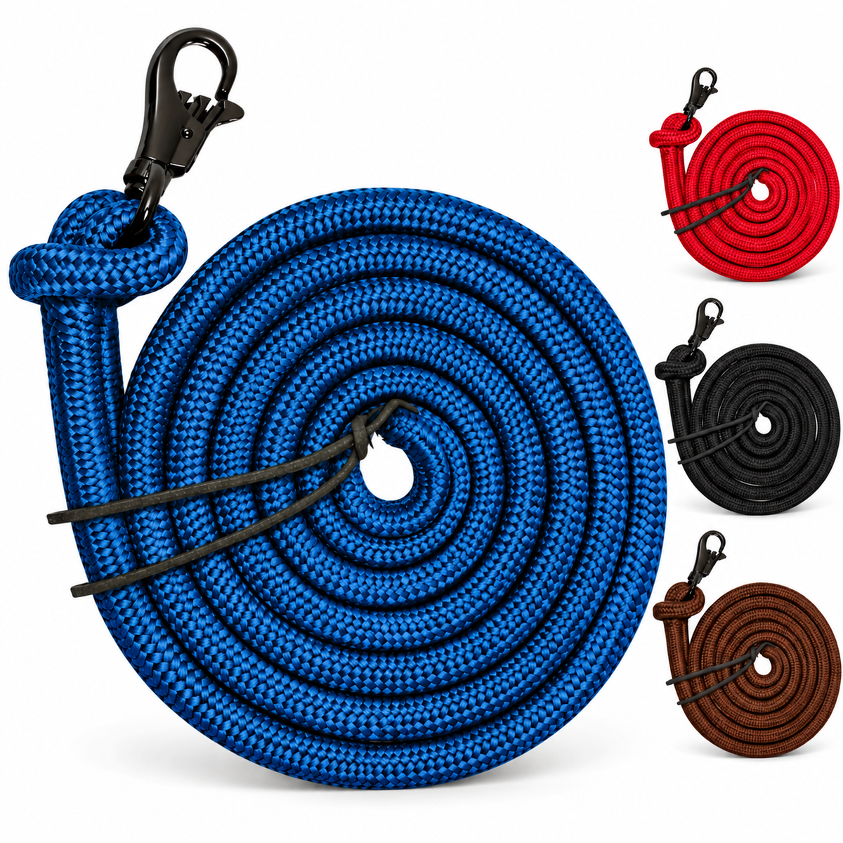 Tahoe Tack Heavy Duty Horse Training Lead Ropes – Set of 2, 10 Ft with Removable Trigger Snaps & Leather Poppers – 1-Year Warranty