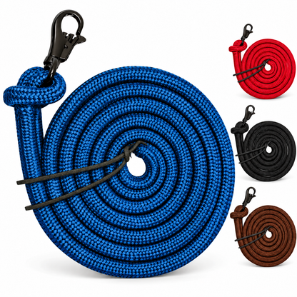 Tahoe Tack Heavy Duty Horse Training Lead Ropes – Set of 2, 10 Ft with Removable Trigger Snaps & Leather Poppers – 1-Year Warranty