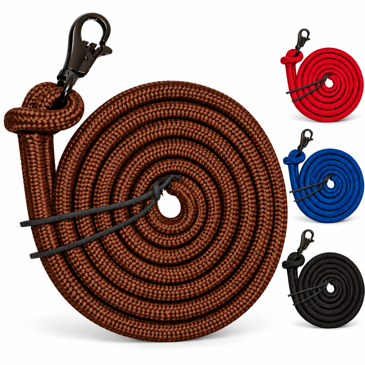 Tahoe Tack Heavy Duty Horse Training Lead Ropes – Set of 2, 10 Ft with Removable Trigger Snaps & Leather Poppers – 1-Year Warranty