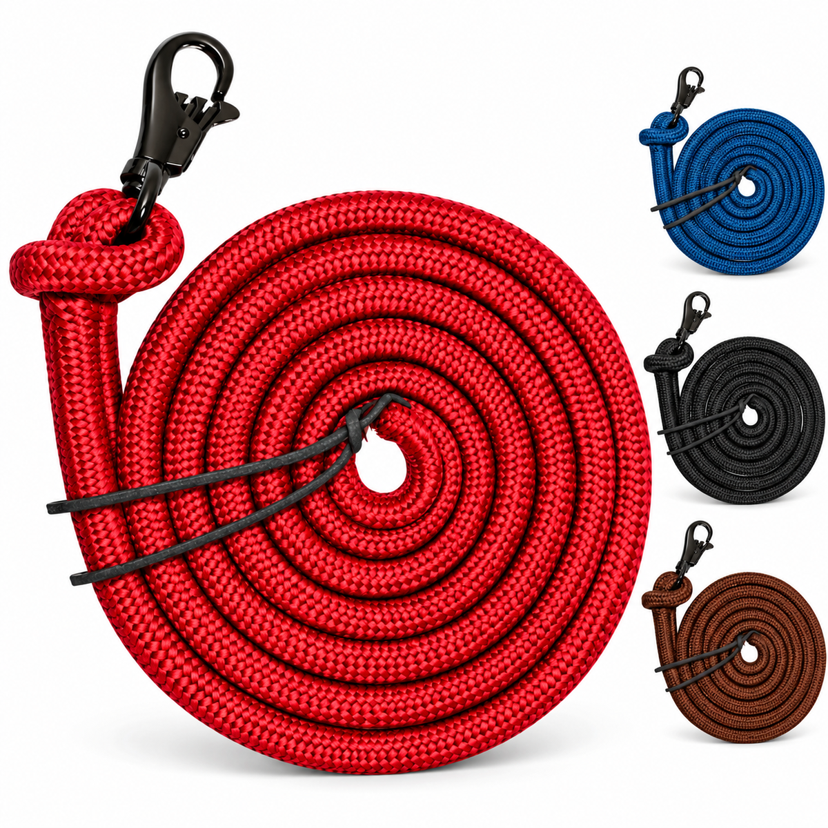 Tahoe Tack Heavy Duty Horse Training Lead Ropes – Set of 2, 10 Ft with Removable Trigger Snaps & Leather Poppers – 1-Year Warranty