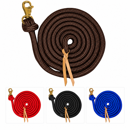 Tahoe Tack Heavy Duty 15 Ft Horse Training Lead Ropes – Set of 2 with Replaceable Trigger Snaps & Leather Poppers – 1-Year Warranty