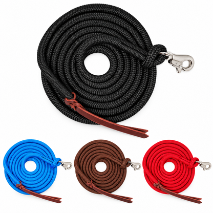 Tahoe Tack Heavy Duty Double Braided Horse Lead Ropes – Set of 2, 10 Ft with Removable Trigger Snaps & Leather Poppers – 1-Year Warranty