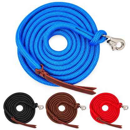 Tahoe Tack Heavy Duty Double Braided Horse Lead Ropes – Set of 2, 10 Ft with Removable Trigger Snaps & Leather Poppers – 1-Year Warranty