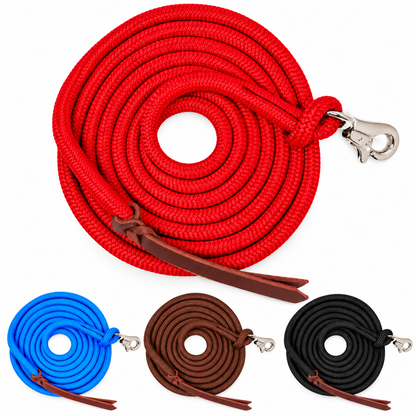 Tahoe Tack Heavy Duty Double Braided Horse Lead Ropes – Set of 2, 10 Ft with Removable Trigger Snaps & Leather Poppers – 1-Year Warranty