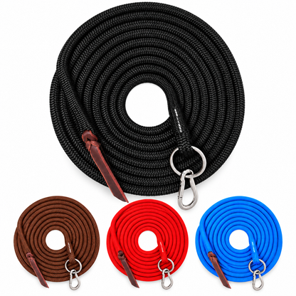 Tahoe Tack Heavy Duty 22 Ft Horse Lunge Line – Double Braided Yacht Rope with Stainless Steel O-Ring, Carabiner & Leather Popper – 1-Year Warranty