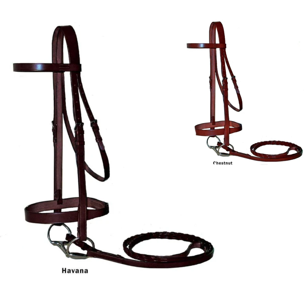 Classic Flat Leather English Hunt Bridle with Laced Reins