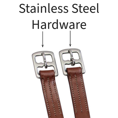 Paris Tack's Soft Leather Stirrup Leathers with Stainless Steel Hardware. Perfect for daily use, these 1" wide leathers come with a one-year warranty.-Pair