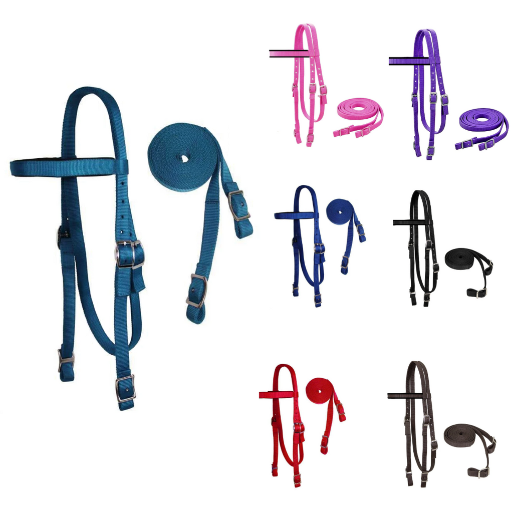 Tahoe Tack Double Layer Nylon Headstall with Reins Tahoe Tack Double Layer Nylon Headstall with Reins