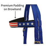Tahoe Tack American Flag Double Layered Nylon Patriotic Padded Headstall, Reins and Breast Collar with Fringes 3 Items Set
